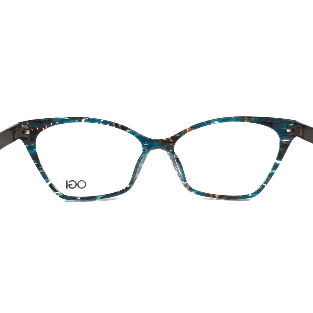 OGI Eyeglasses Frames EVOLUTION 2215/1840 Blue Brown Cat Eye Marble 54-16-140